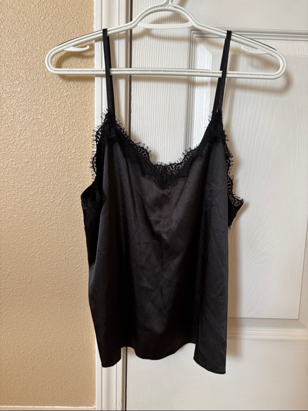 Black Lace Trim Satin Cami
